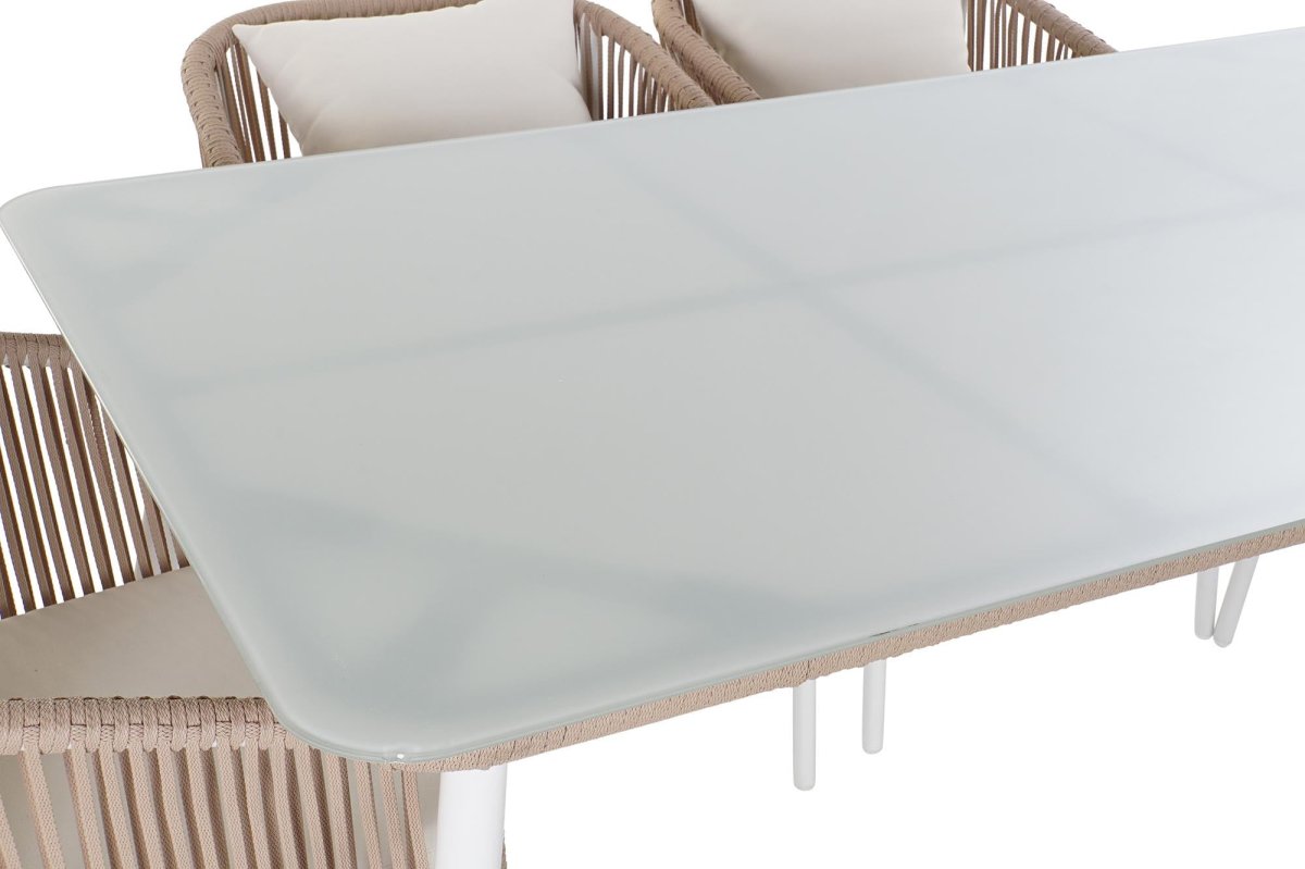 Conjunto de Comedor Exterior Faro de Aluminio y Cuerda Beige - Imagen 3