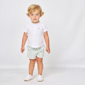 Conjunto bebé niño Spagnolo polo y short verde agua Ref 638S