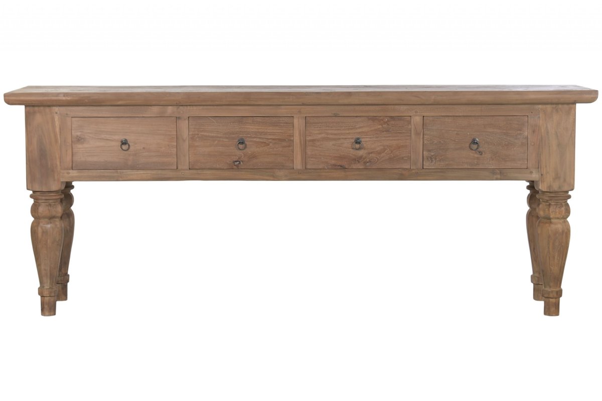 Consola Rústica de Madera Reciclada con 4 Cajones