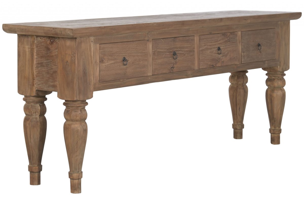Consola Rústica de Madera Reciclada con 4 Cajones - Imagen 3