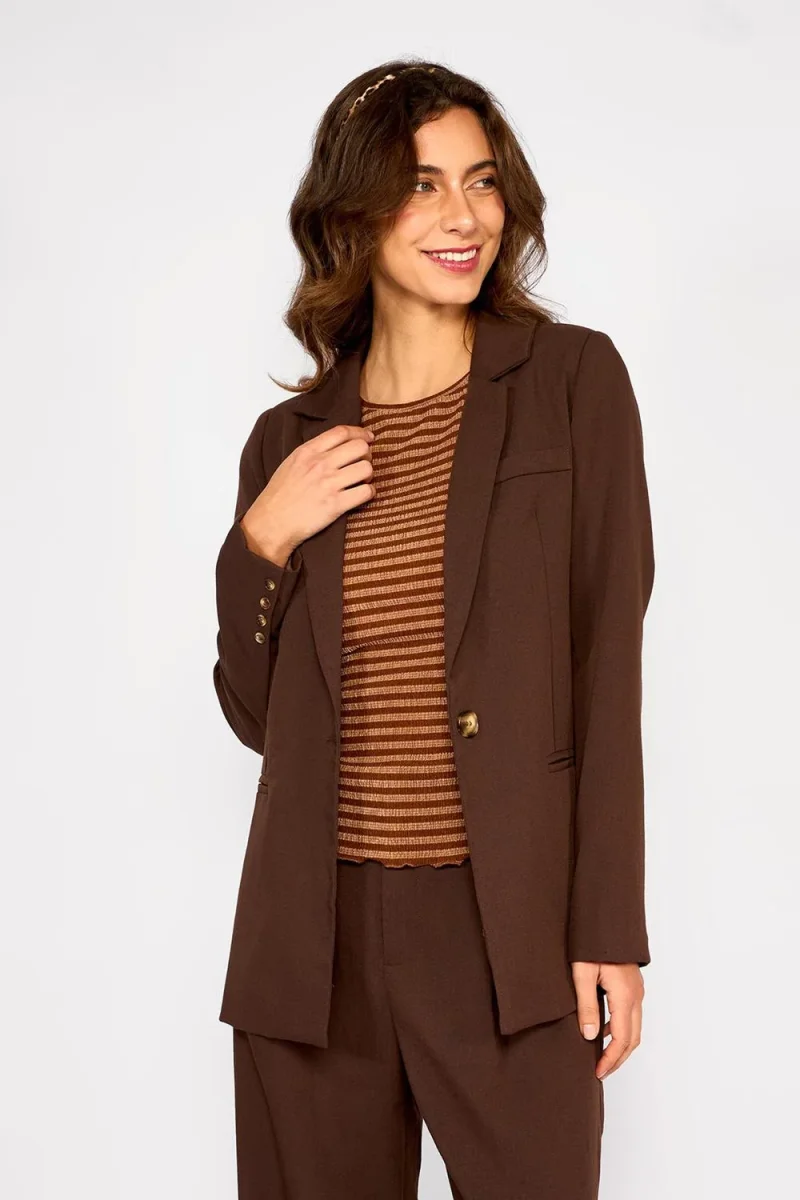 Blazer Lino Amara Chocolate - Imagen 3