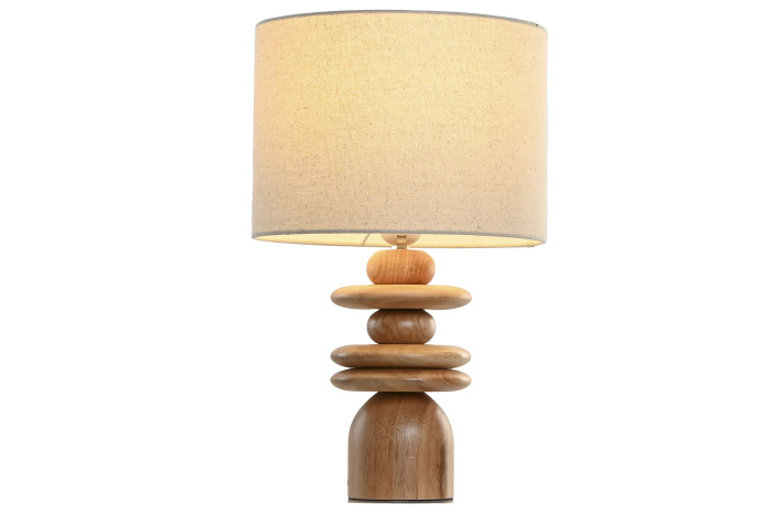 Lámpara de Sobremesa Lino y Madera Hevea Diseño Tótem
