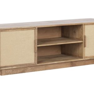 Mueble TV Bajo Mango Macizo y Yute Natural