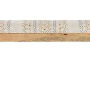 Descalzadora de Recibidor en Madera de Mango y Algodón Bordado con Patrón Étnico