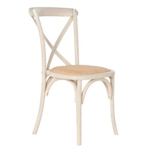 Silla madera y ratán decápe blanco (49 cm)