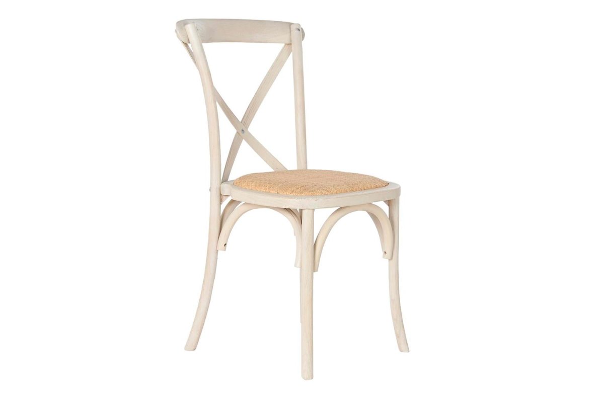 Silla madera y ratán decápe blanco (49 cm)