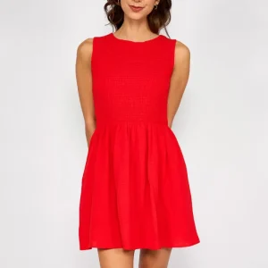 Vestido Corto con Volante Oli Rojo Solid