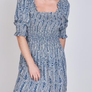 Vestido Manga Globo Magnolia Azul Eclipse