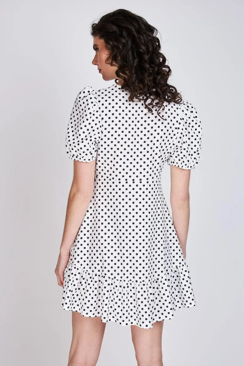 Vestido Manga Globo Claire Blanco Lunares Eclipse - Imagen 3