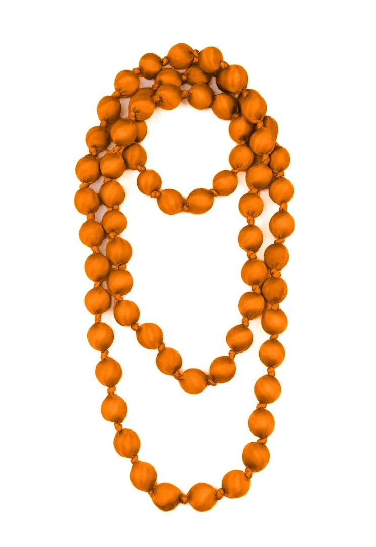 Collar il Baco Da Seta Maxi Bolas Seda Naranja Quemado - Imagen 3