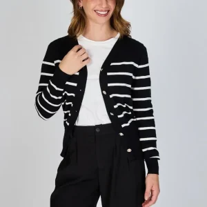 Cardigan con Líneas Milagros Negro Eclipse