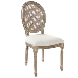 Silla Comedor Provencal en Caucho, Rejilla y Lino Beige