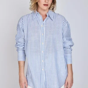 Camisa a Rayas María Celeste/Blanco Eclipse