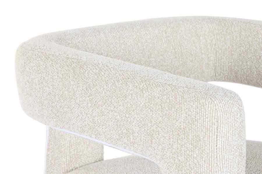 Butaca de Diseño Bouclé Crema y Madera - Imagen 5