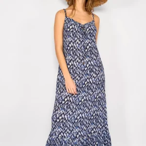 Vestido Largo Estampado Simona Azul