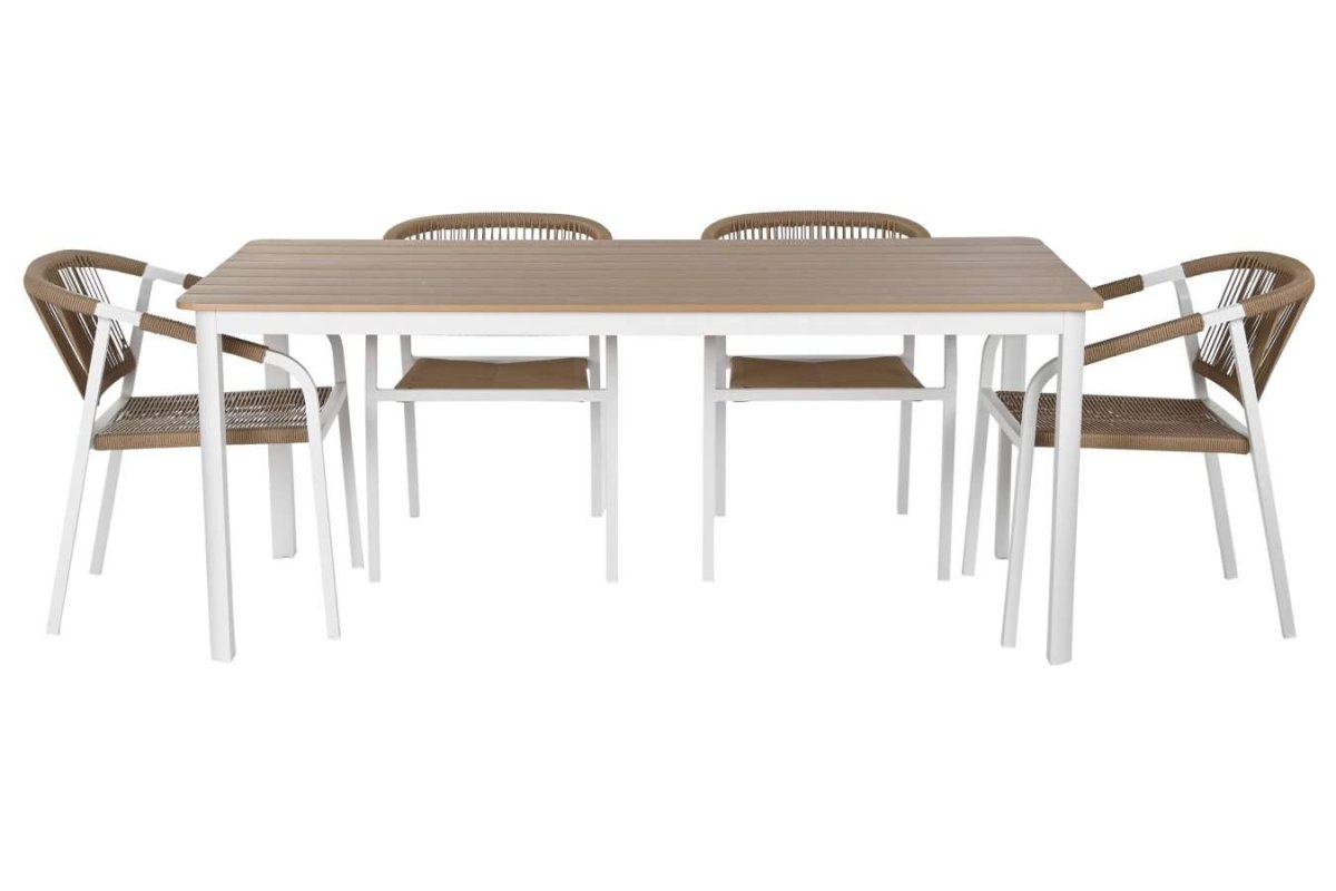 Conjunto Comedor Exterior Aluminio y Resina Roble con 6 Sillas - Imagen 3