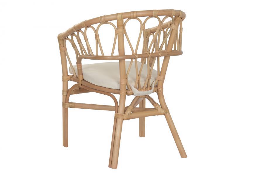 Silla de Ratán Natural con Cojín Beige y Diseño Artesanal - Imagen 3
