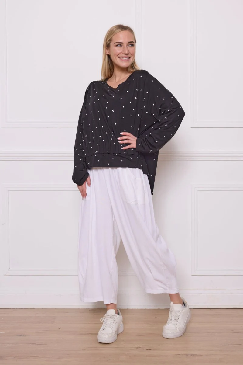 Blouse noire manches longues à motifs - Imagen 2
