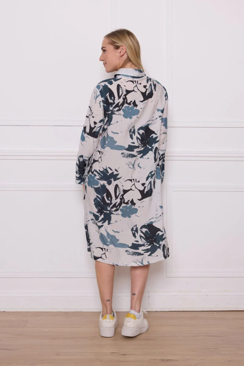 Chemise blanc bleu viscose nylon - Imagen 4