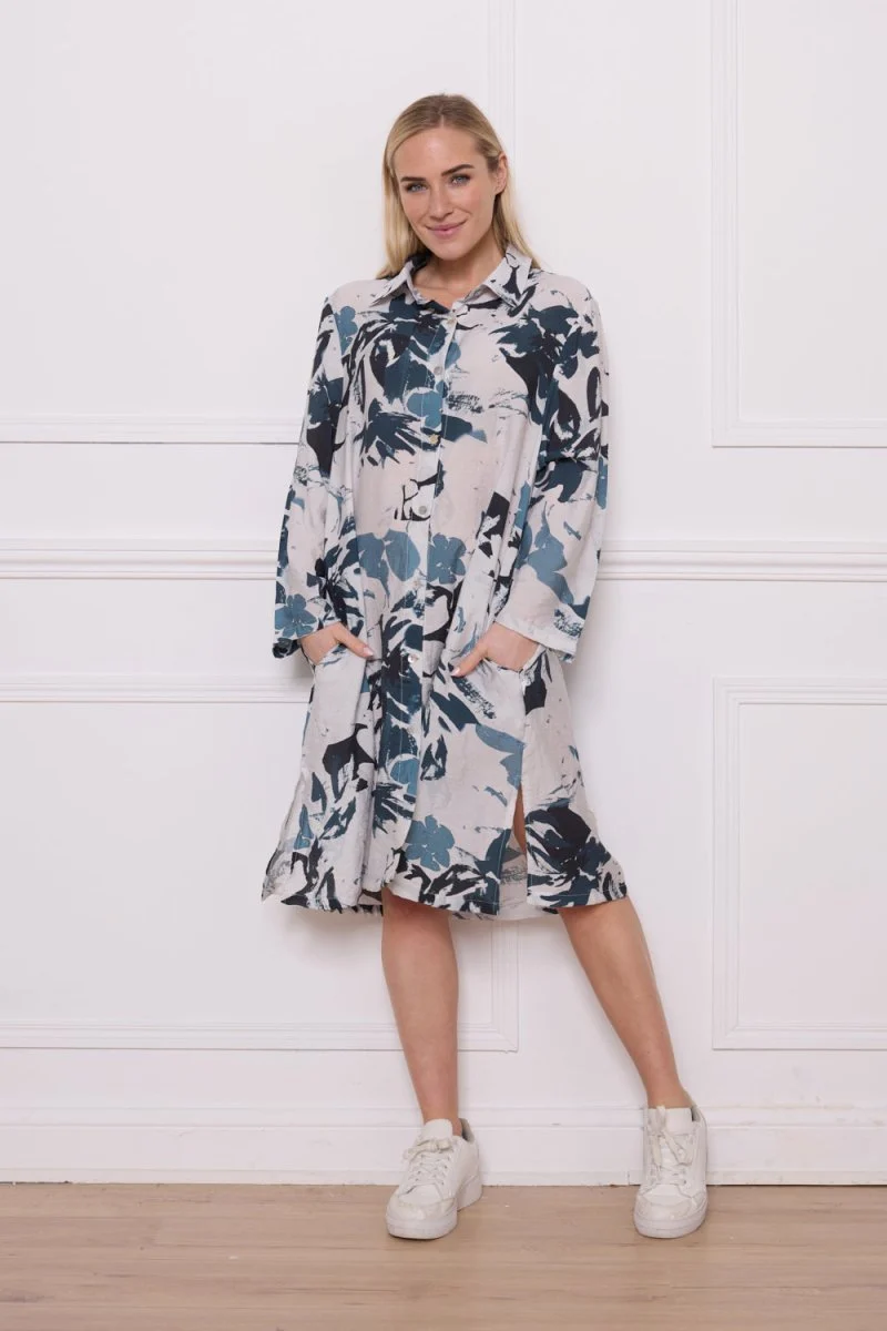 Chemise blanc bleu viscose nylon