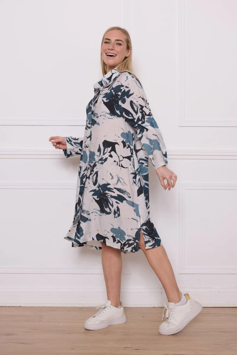 Chemise blanc bleu viscose nylon - Imagen 3