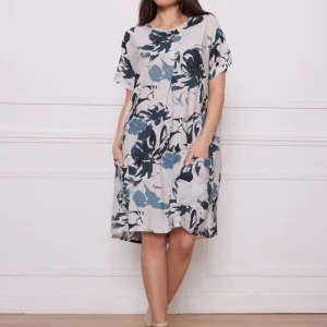 Robe blanc bleu viscose nylon