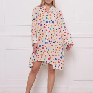 Chemise beige à motifs ronds