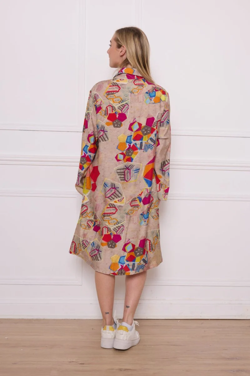 Chemise beige motifs viscose nylon - Imagen 4