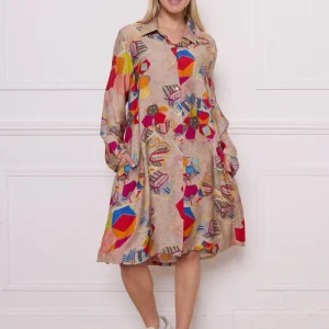 Chemise beige motifs viscose nylon