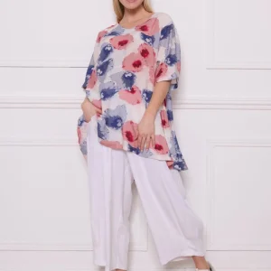 Tshirt blanc bleu motifs