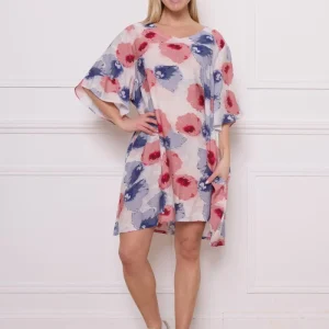 Tunique blanche bleue motifs