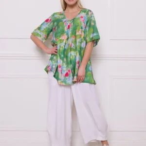 Blouse verte viscose nylon