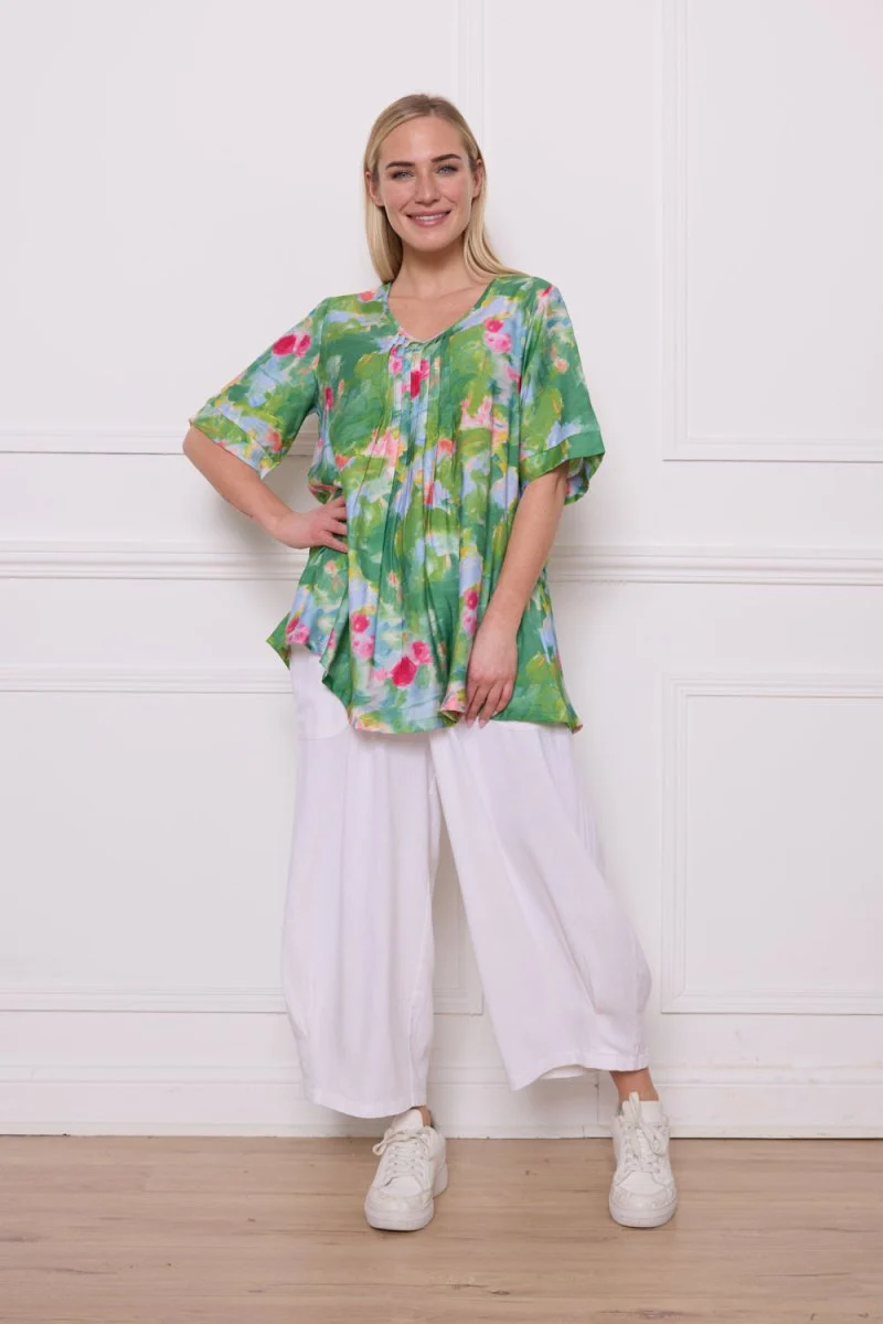 Blouse verte viscose nylon - Imagen 2