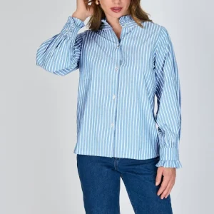 Blusa con Líneas y Vuelos Martina Eclipse