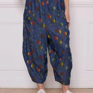 Pantalon bleu à motifs ronds