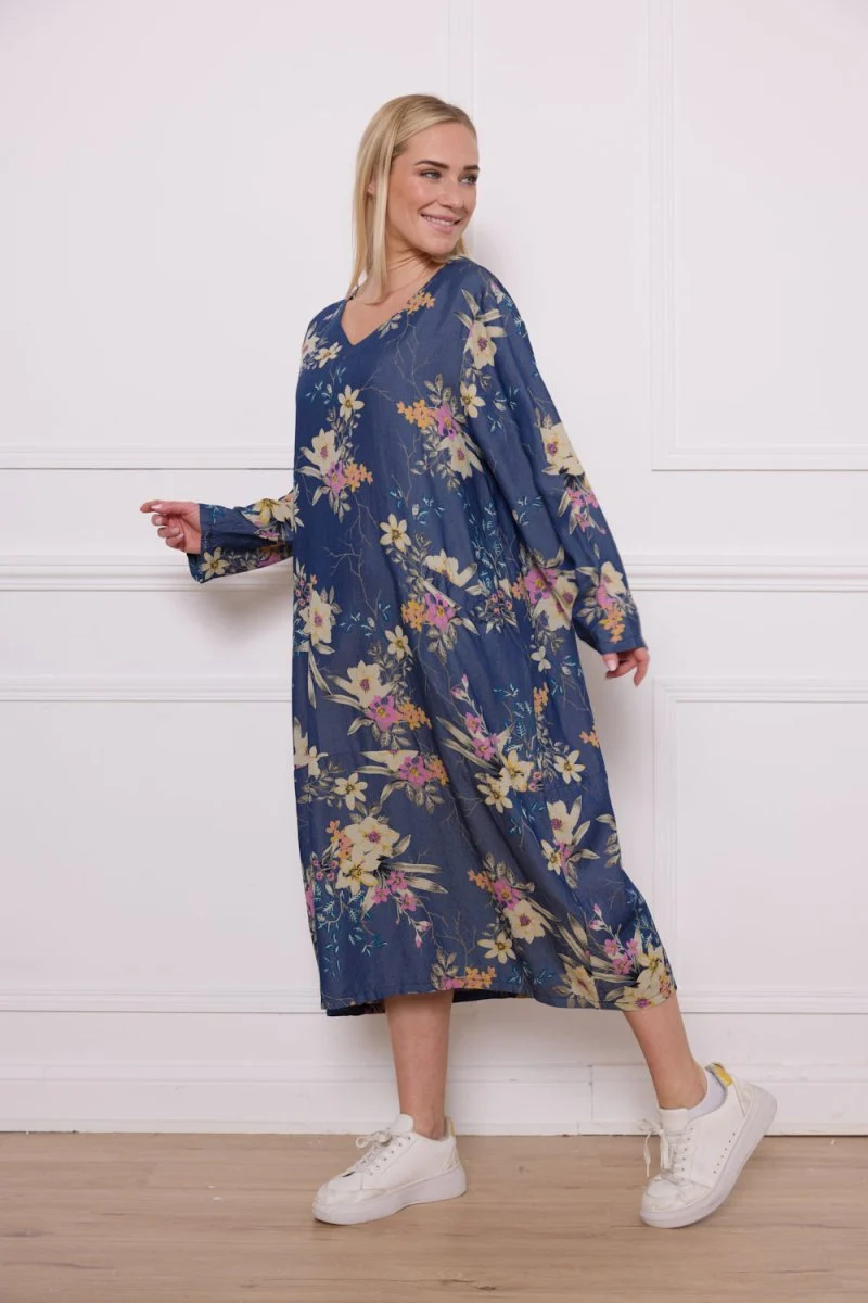 Robe longue fleurie tencel - Imagen 3