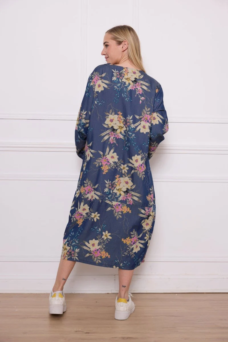Robe longue fleurie tencel - Imagen 4