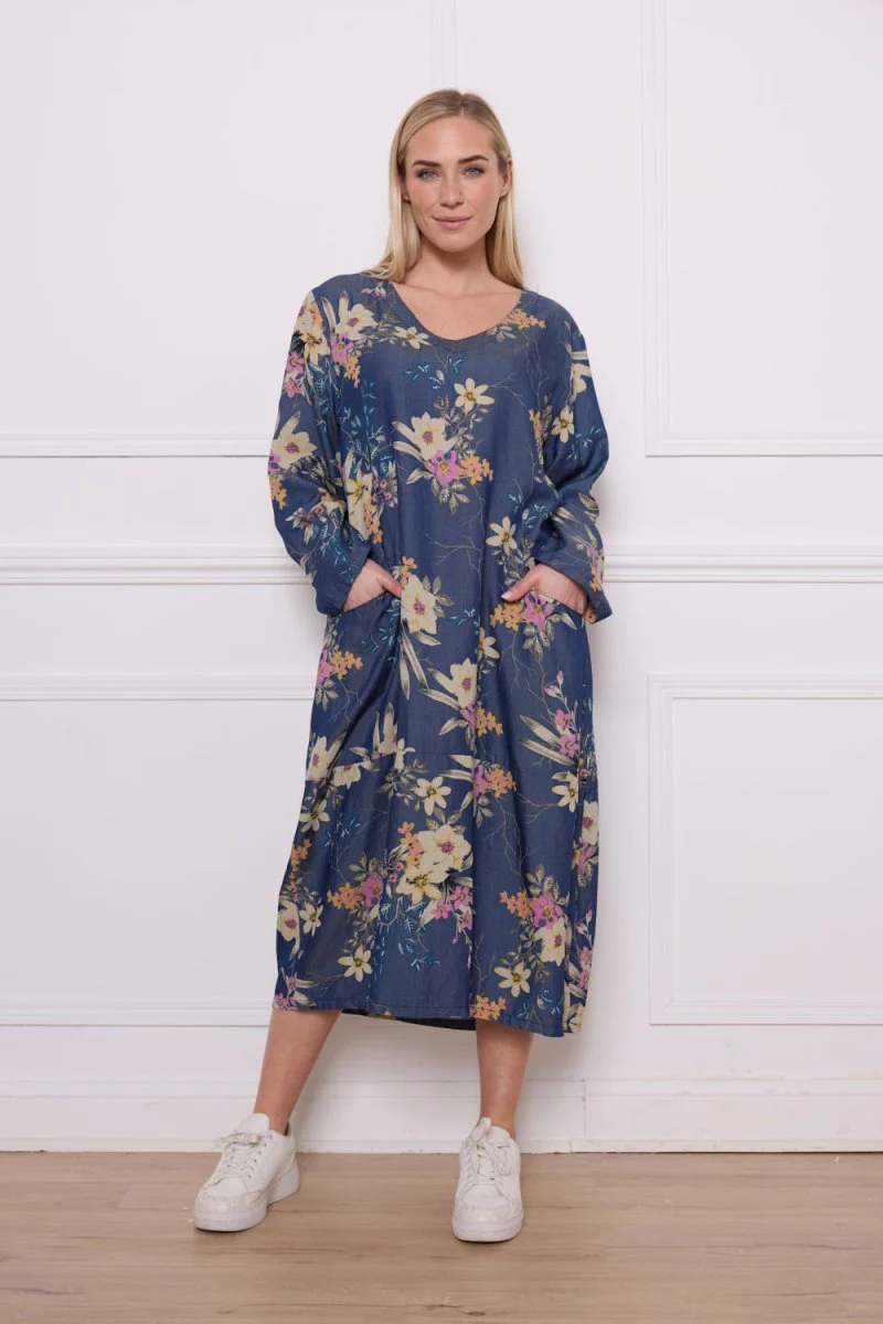 Robe longue fleurie tencel - Imagen 2