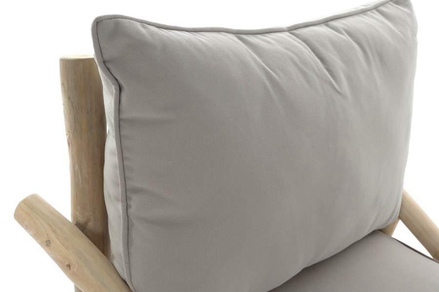 Sillón Artesanal de Teca Natural y Cojín Gris - Imagen 8