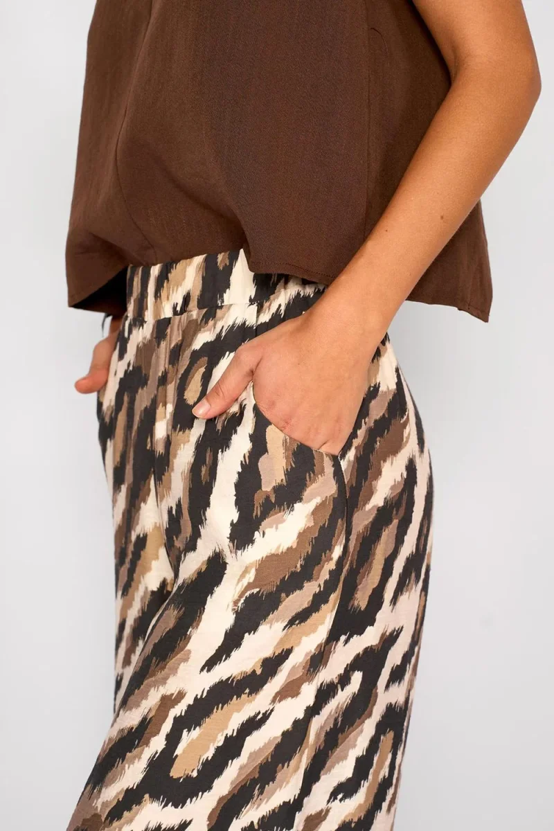Pantalón Palazzo Animal Print Teresa Chocolate