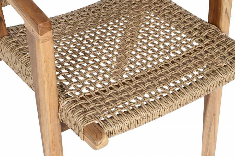 Silla de Madera de Teca y Tejido de Ratán Sintético - Imagen 7