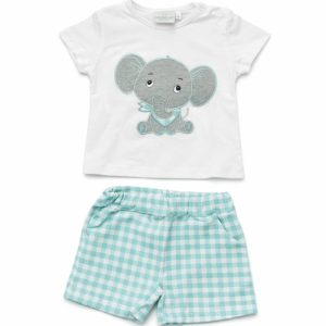 Conjunto bebe niño elefante verde agua