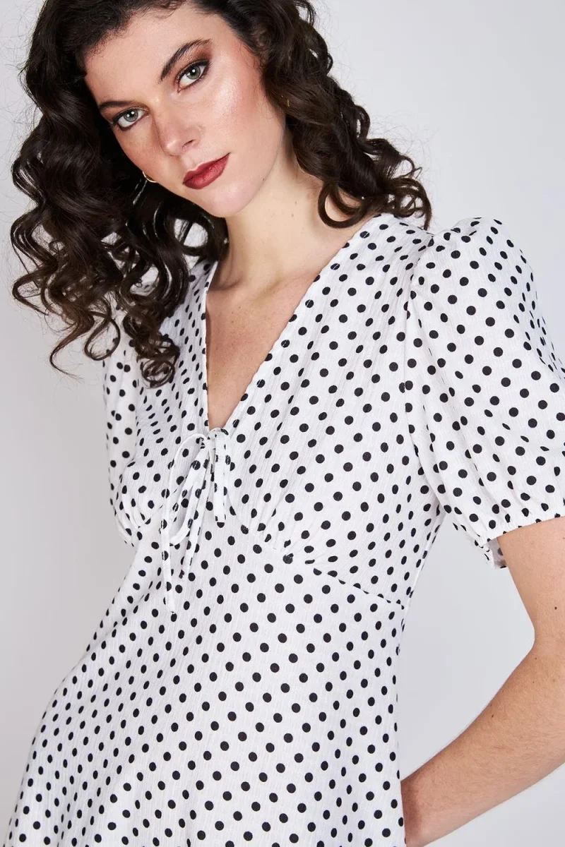 Vestido Manga Globo Claire Blanco Lunares Eclipse - Imagen 4