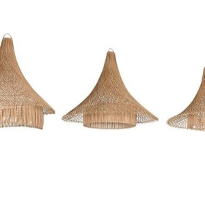 Lámpara Colgante Artesanal de Ratán Natural con Tejido en Celosía y Varillas