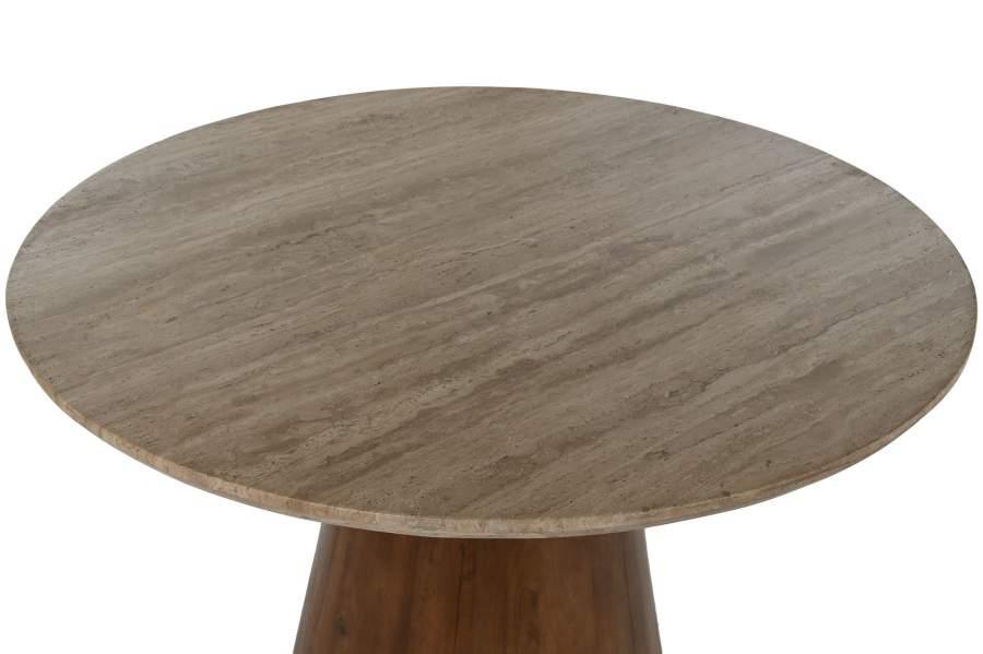 Mesa de Comedor Redonda de Mármol y Madera de Mango - Imagen 7
