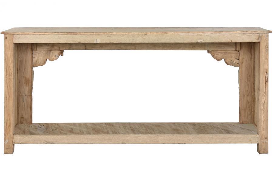Consola Tallada en Madera Maciza Blanqueada 182 cm