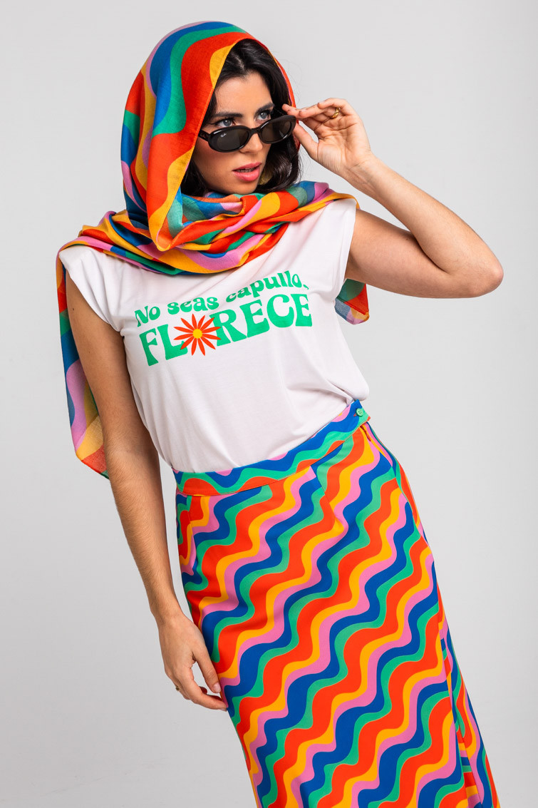 Falda midi ondas multicolor - Imagen 7