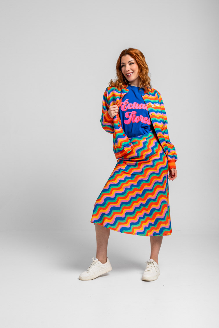 Falda midi ondas multicolor - Imagen 5