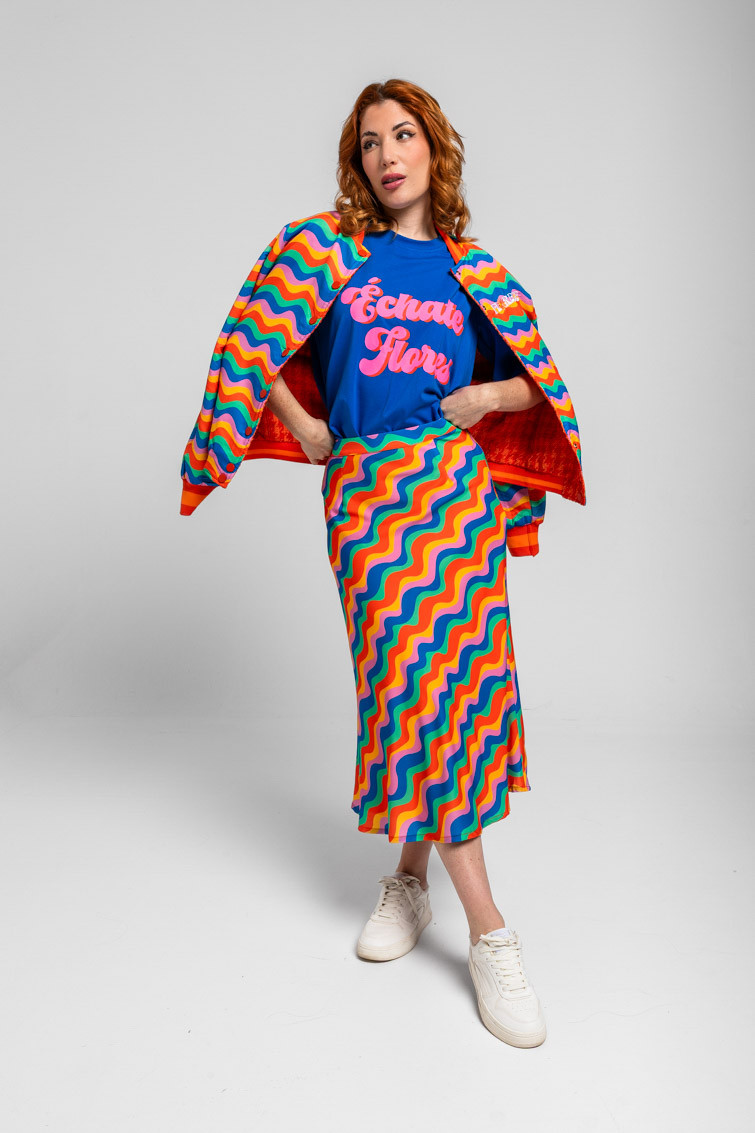 Falda midi ondas multicolor - Imagen 4