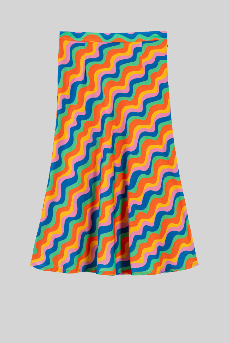 Falda midi ondas multicolor - Imagen 3